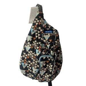 Kavu Sling Bag with Geometric Pattern - Black, Brown, Blue